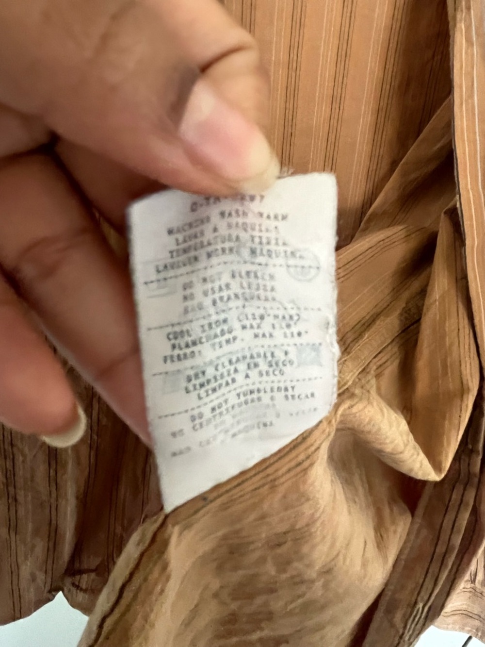 Ermenegildo Zegna Tan Shirt with Thin Blue & Black Stripes - Picture 6 of 7